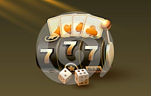 Casino slots winner, fortune of luck, 777 win banner. Vector