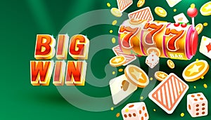 Casino slots winner, fortune of luck, 777 win banner. Vector