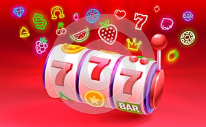 Casino slots winner, fortune of luck, 777 win banner. Vector