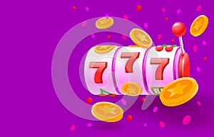 Casino slots winner, fortune of luck, 777 win banner. Vector