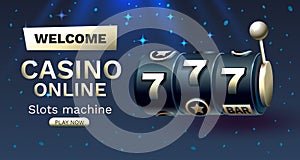 Casino slots winner, fortune of luck, 777 win banner. Vector