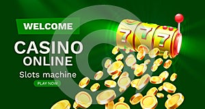 Casino slots winner, fortune of luck, 777 win banner. Vector