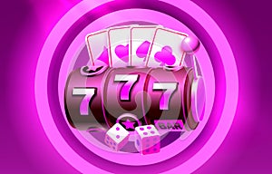 Casino slots winner, fortune of luck, 777 win banner. Vector