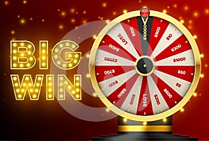 Casino spinning fortune wheel vector banner template