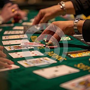 Casino Table with Hands Placing Bets