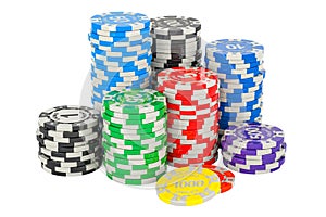 Casino Tokens, Poker Chips. 3D rendering