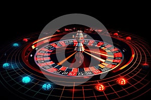 Casino. Wheel of fortune. Roullette. Gambling game created by generative AI