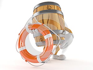 Cask character holding life buoy