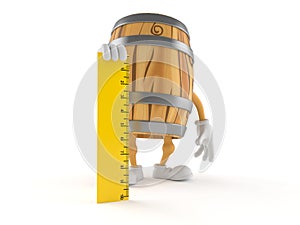 Cask character holding ruler