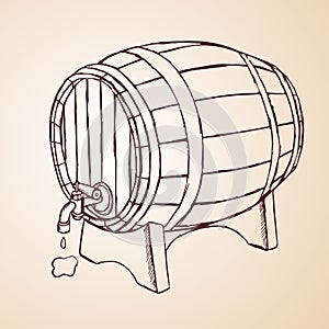 Cask of wine hand drawn