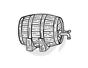 Cask or wooden barrel with tap