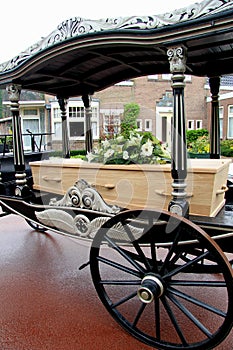 Casket on a funeral carriage