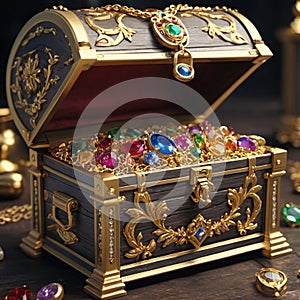 Casket jewelry box with many jewellery