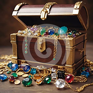 Casket jewelry box with many jewellery