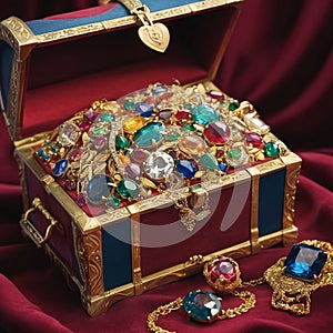 Casket jewelry box with many jewellery