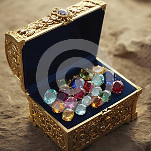 Casket jewelry box with many jewellery