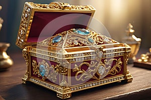 Casket jewelry box with many jewellery