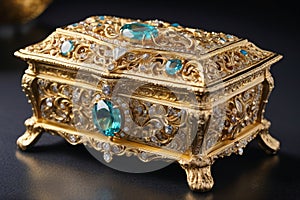 Casket jewelry box with many jewellery