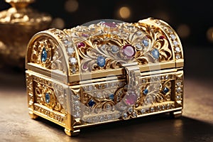 Casket jewelry box with many jewellery