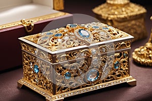 Casket jewelry box with many jewellery