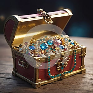 Casket jewelry box with many jewellery