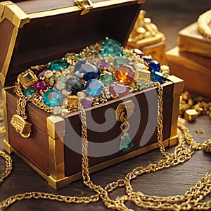 Casket jewelry box with many jewellery