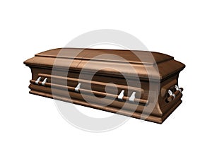 Casket side view on white