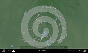 Casniki District outlined, Belarus. Physical