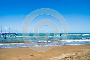 Caspian sea beach landscape Iran. Caspian seaside in Qaem Shahr, Iran