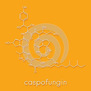 Caspofungin antifungal drug molecule. Skeletal formula.