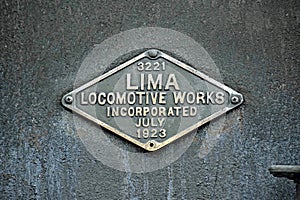 Builders plate from Shay locomotive number 11 photo