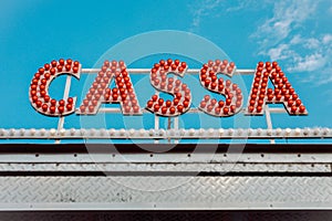 Cassa text made of red bulbs