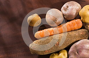 Cassava, carrot, potato, onion, traditional Colombian vegetables photo