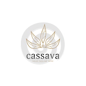 Cassava leaves elegant luxury premium outline logo icon
