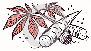 Cassava root cut, vegetable ingredient vector design Generative AI