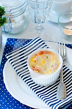 Casserole, baked eggs and cheese