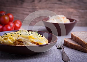 Casserole with cabbage in ceramic dish