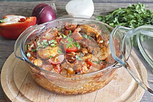 Casserole of chicken in an ovenproof dish