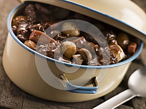 Casserole Dish With Beef Bourguignonne