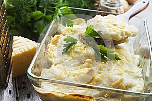 Casserole with fish and potatoes