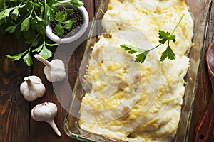 Casserole with fish and potatoes