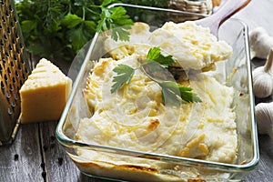 Casserole with fish and potatoes