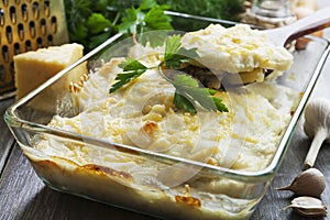 Casserole with fish and potatoes