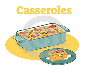Casserole food flat vector illustration photo