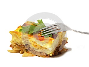 Casserole of macaroni .Greek pastitsio.