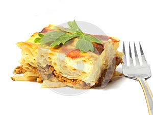 Casserole of macaroni .Greek pastitsio.