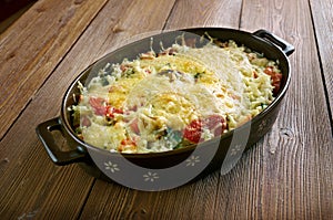 Casserole of rice, vegetables