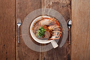 Casseroled Shrimp with glass noodle,Ready to eat. On The Table