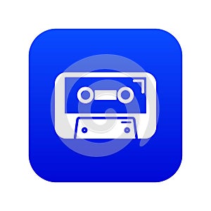 Cassete tape icon blue vector