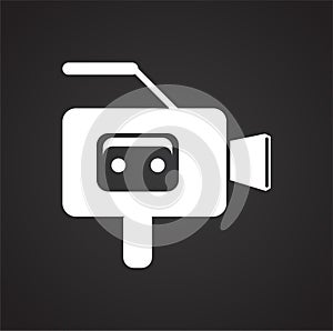 Cassete tape vide camera icon on black background for graphic and web design, Modern simple vector sign. Internet concept. Trendy